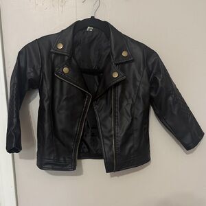 Kids Black Faux Leather Jacket